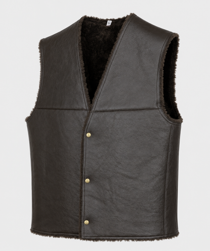 Jude Shearling Gilet - Wide Neck Black