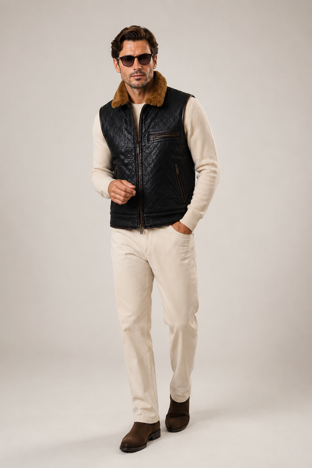 Kaidan Shearling Gilet - Old Black