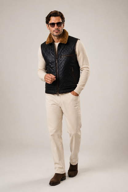 Kaidan Shearling Gilet - Old Black