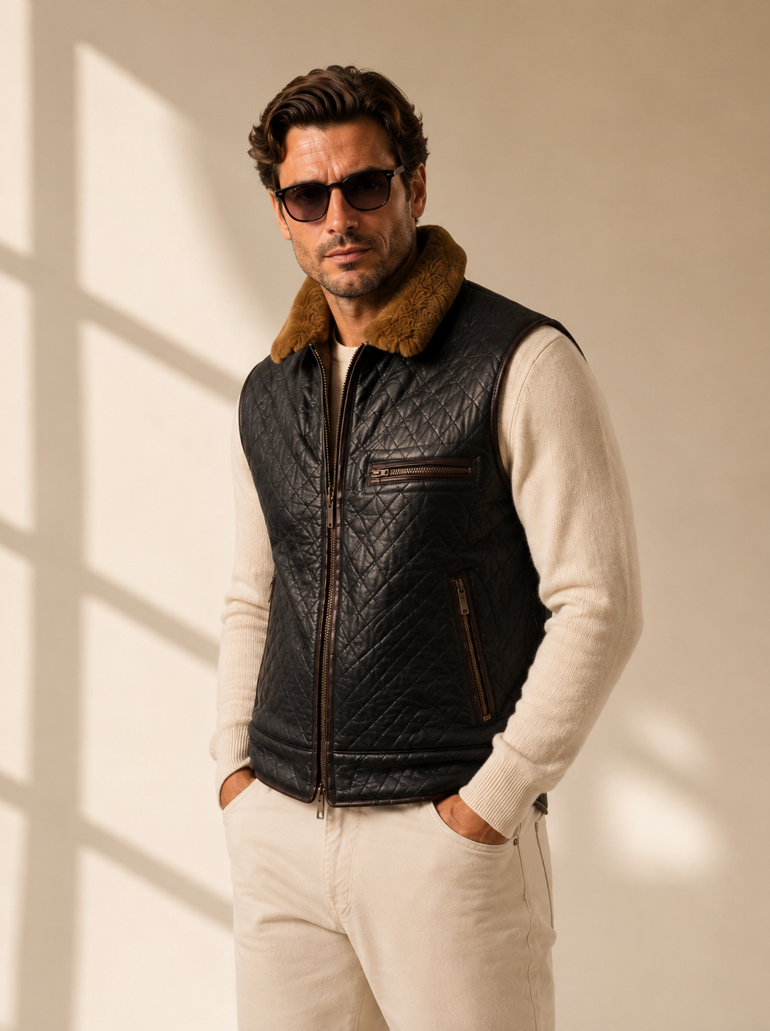Kaidan Shearling Gilet - Old Black