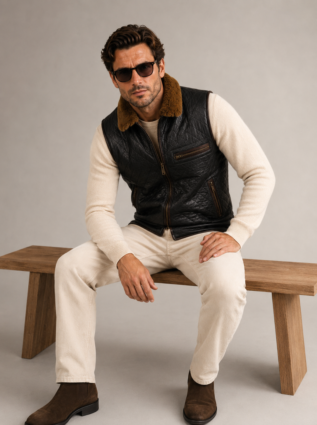 Kaidan Shearling Gilet - Old Black