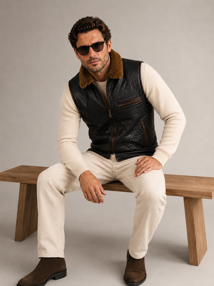 Kaidan Shearling Gilet - Old Black