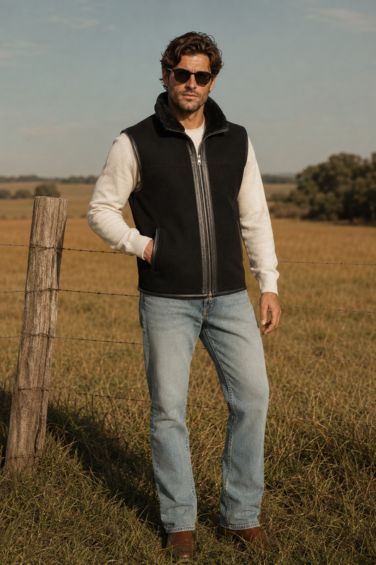 Kaiser Shearling Gilet - Silver Black