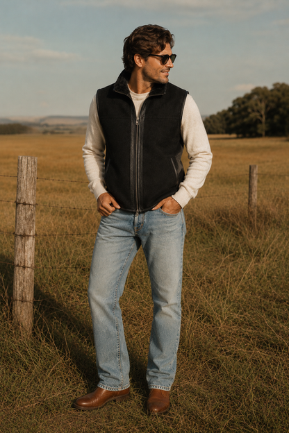 Kaiser Shearling Gilet - Silver Black