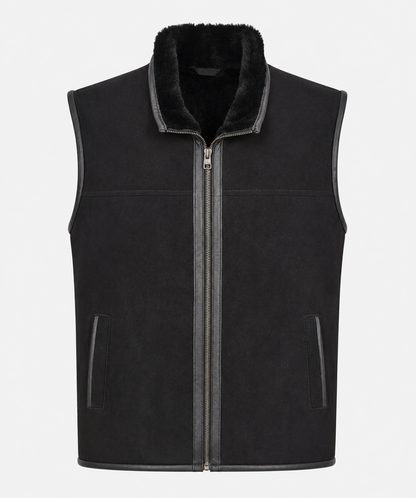 Kaiser Shearling Gilet - Silver Black