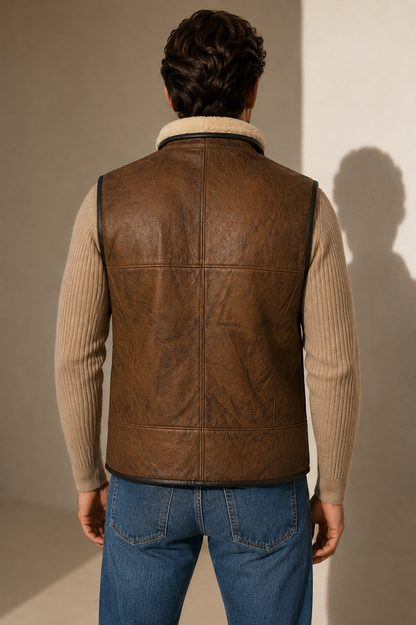 Kallen Shearling Gilet - Caramel Brown