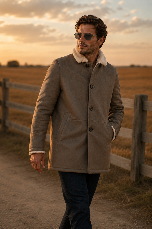 Holden Shearling Coat - Stone Taupe
