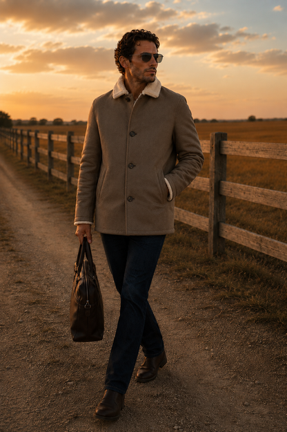 Holden Shearling Coat - Stone Taupe