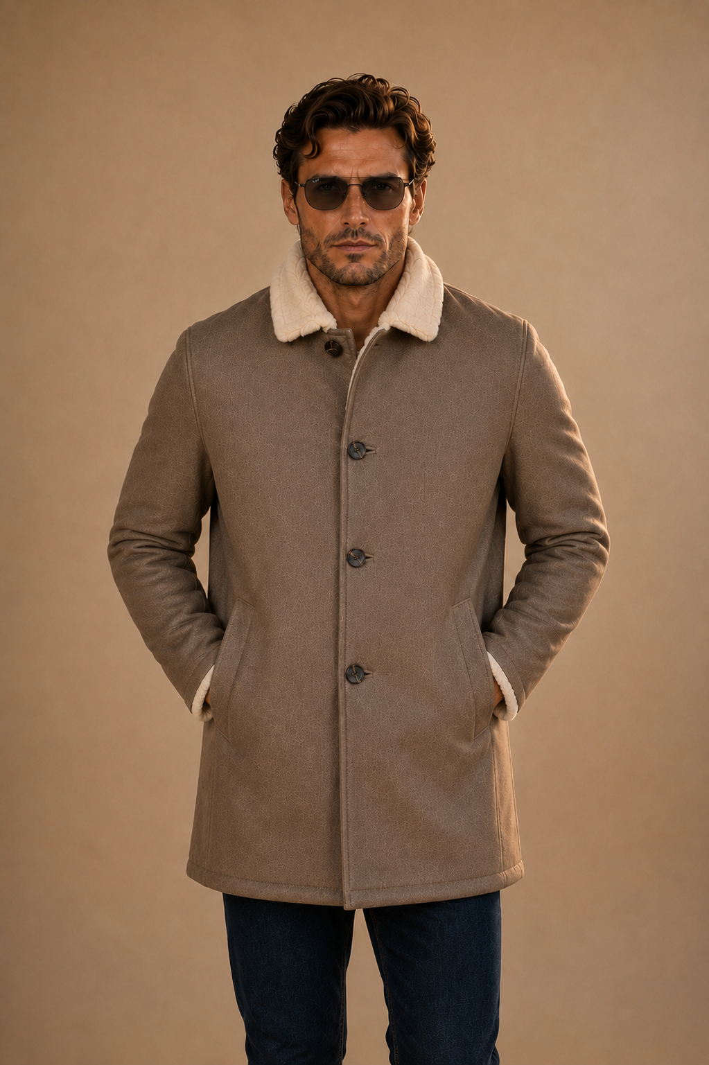 Holden Shearling Coat - Stone Taupe