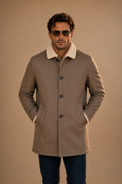 Holden Shearling Coat - Stone Taupe