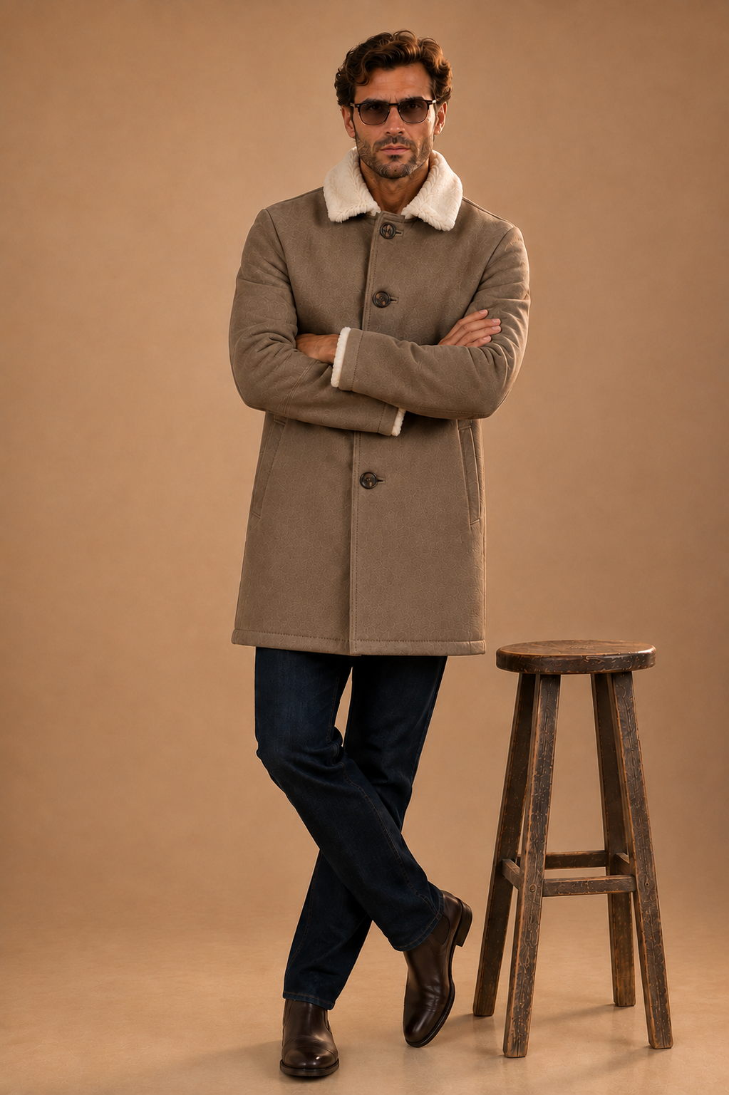 Holden Shearling Coat - Stone Taupe