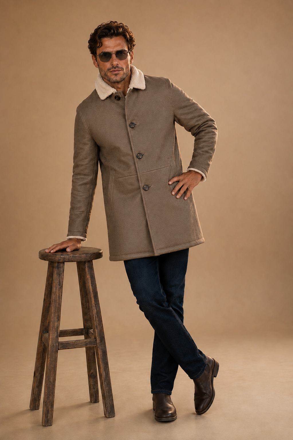 Holden Shearling Coat - Stone Taupe