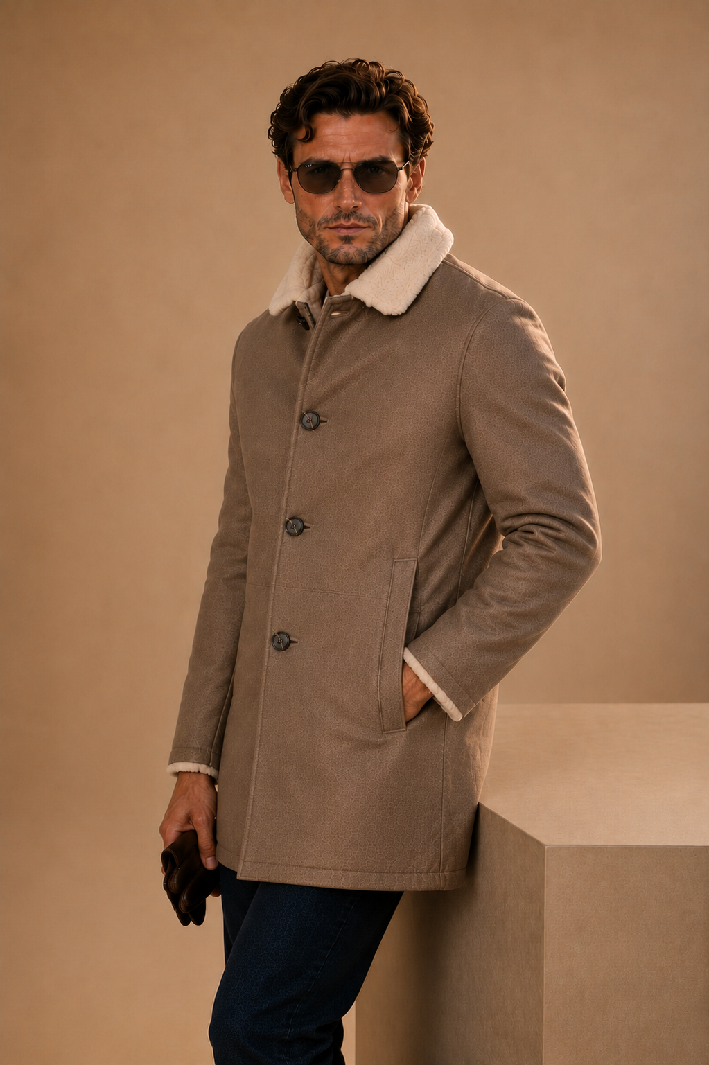 Holden Shearling Coat - Stone Taupe