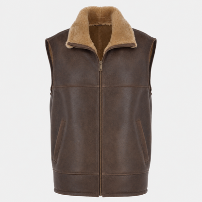 Levi Shearling Gilet - Brown