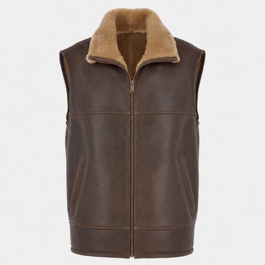 Levi Shearling Gilet - Brown