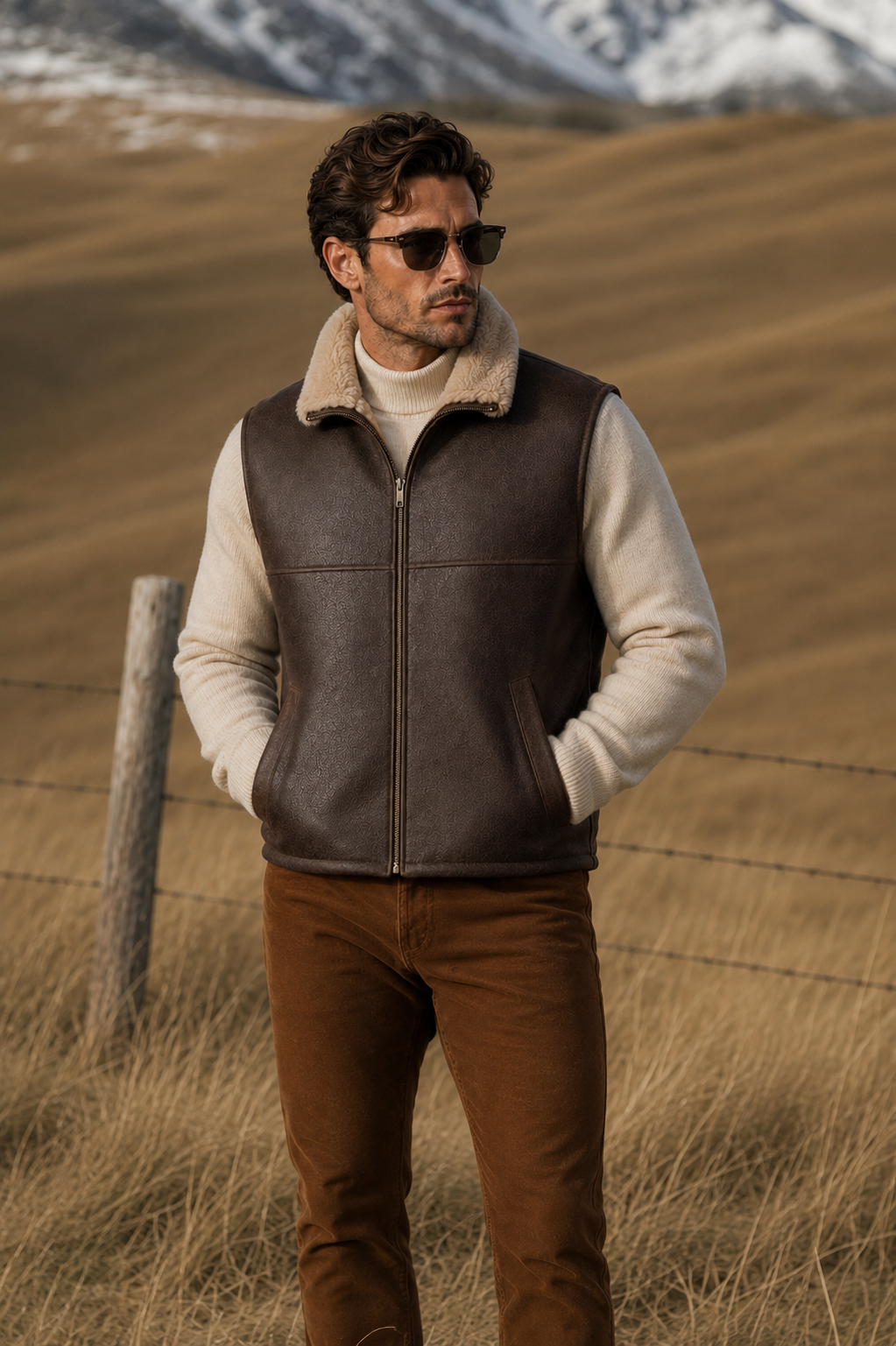 Levi Shearling Gilet - Brown
