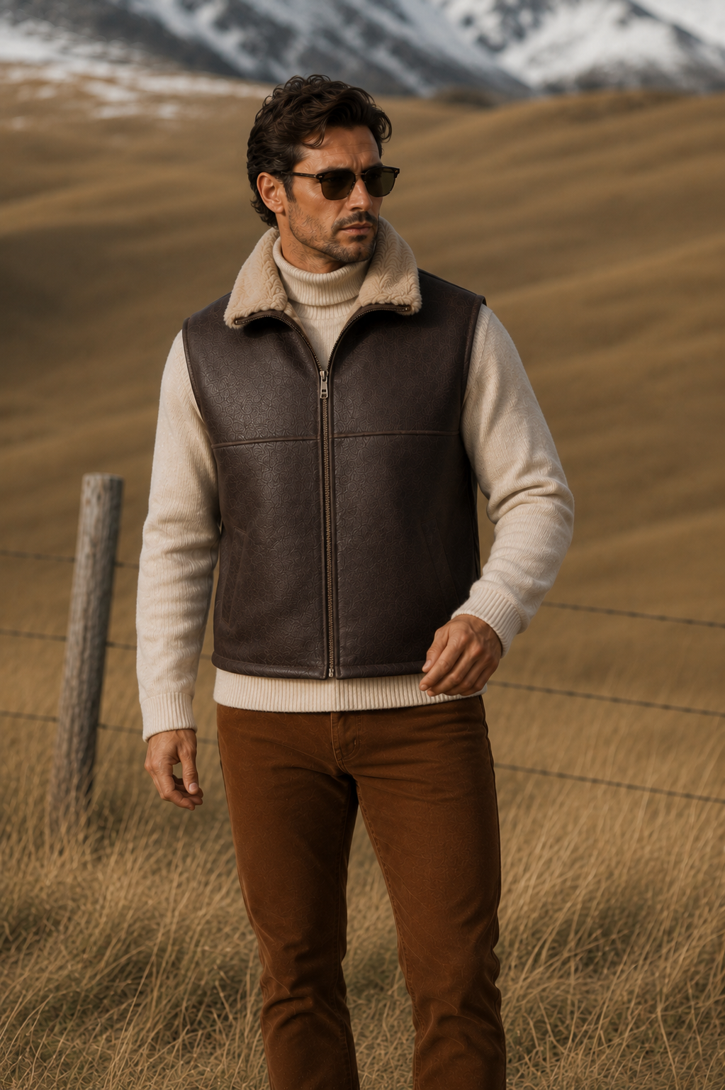 Levi Shearling Gilet - Brown