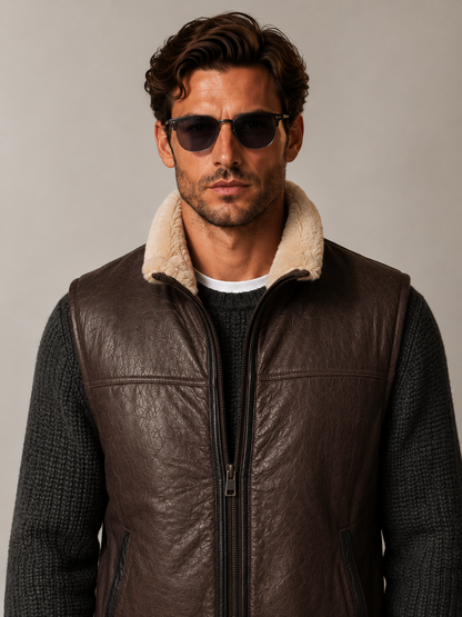 Liam Shearling Gilet - Dark Chocolate Brown