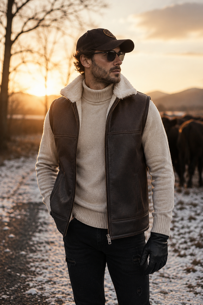 Lincoln Shearling Gilet - Black
