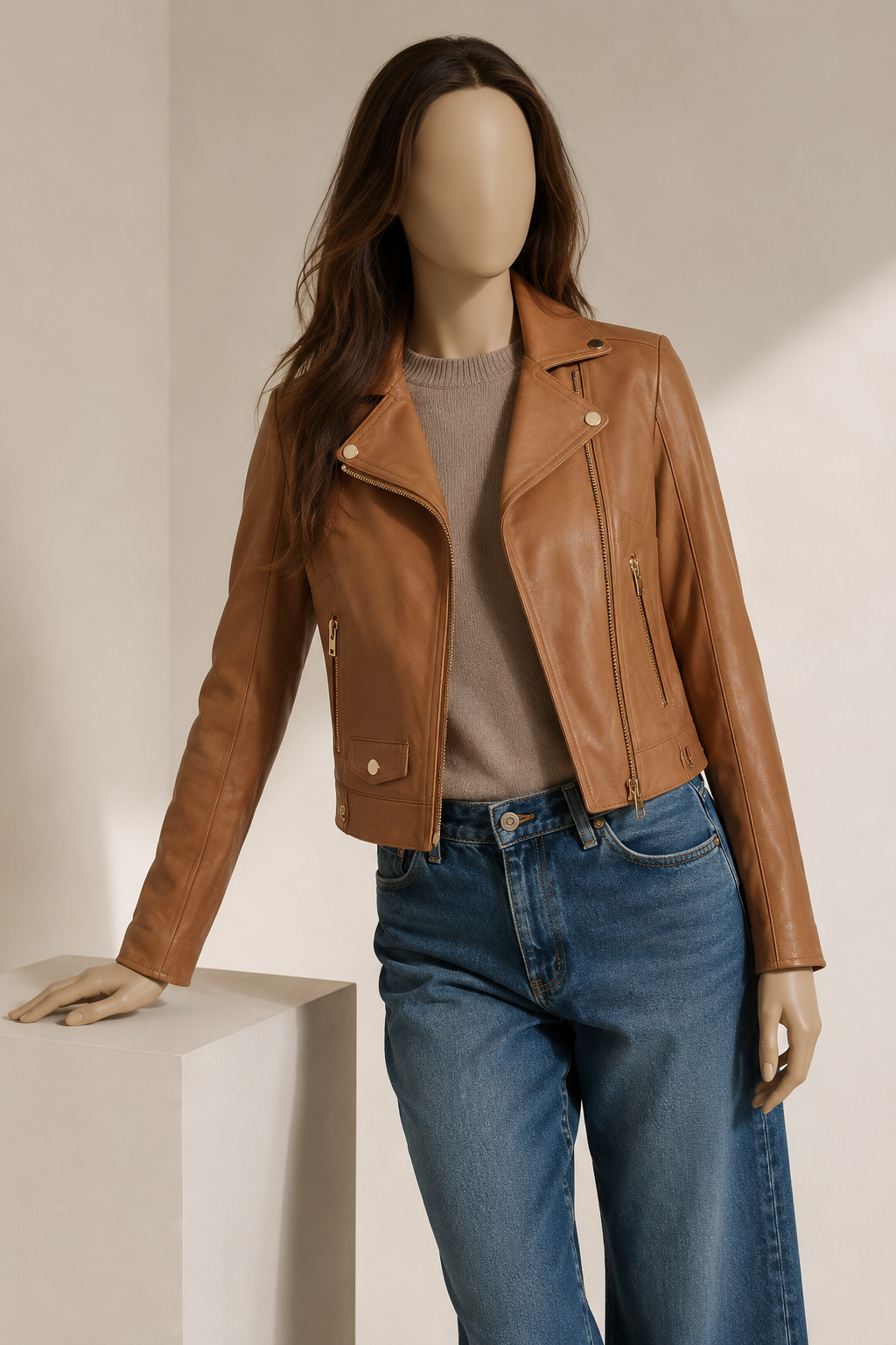 Lucy Brown Leather Jacket - Lucybrown1