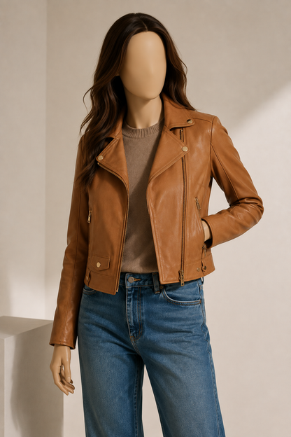 Lucy Brown Leather Jacket - Lucybrown2