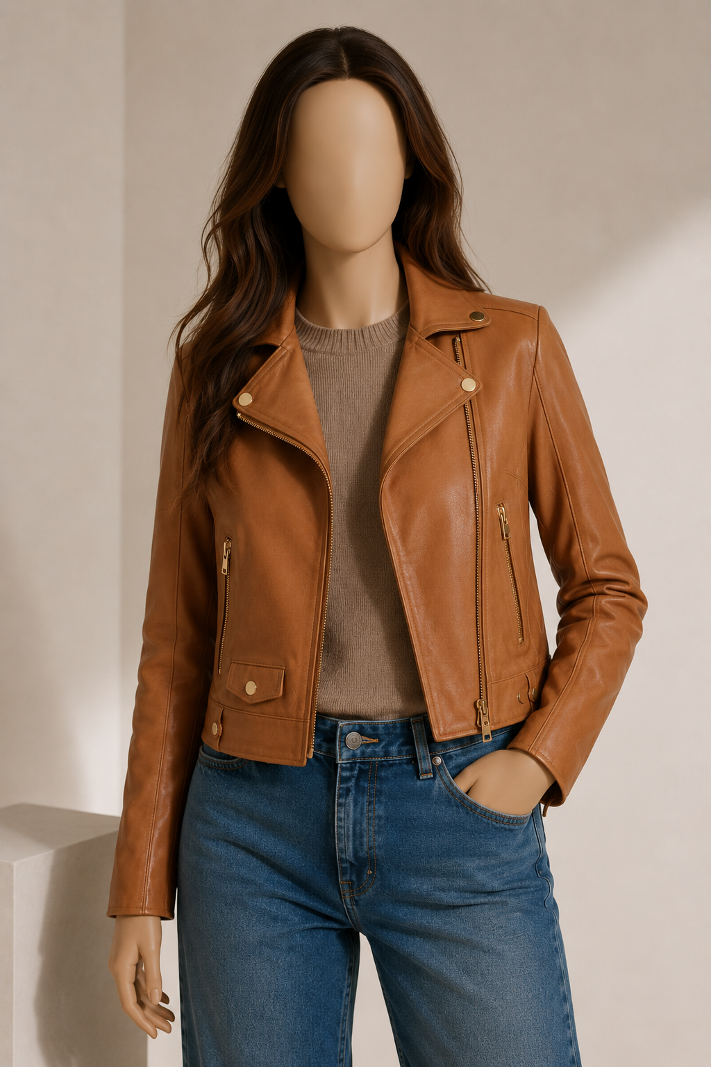 Lucy Brown Leather Jacket - Lucybrown4