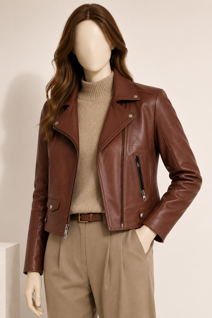 Lucy Brown Leather Jacket - Lucychestnut3