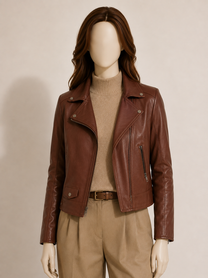 Lucy Brown Leather Jacket - Lucychestnut4