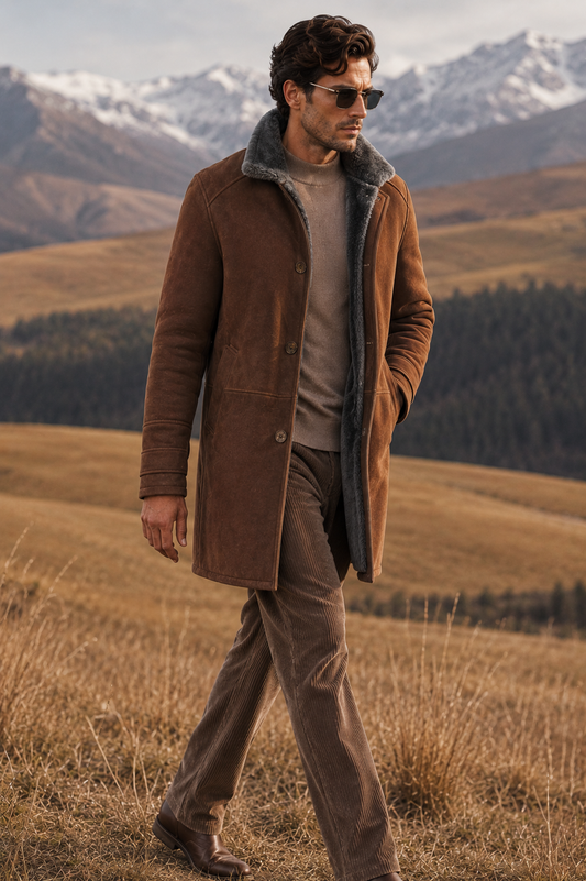 Mikinley Shearling Coat - Brown Cognac