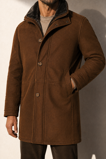 Mikinley Shearling Coat - Brown Cognac