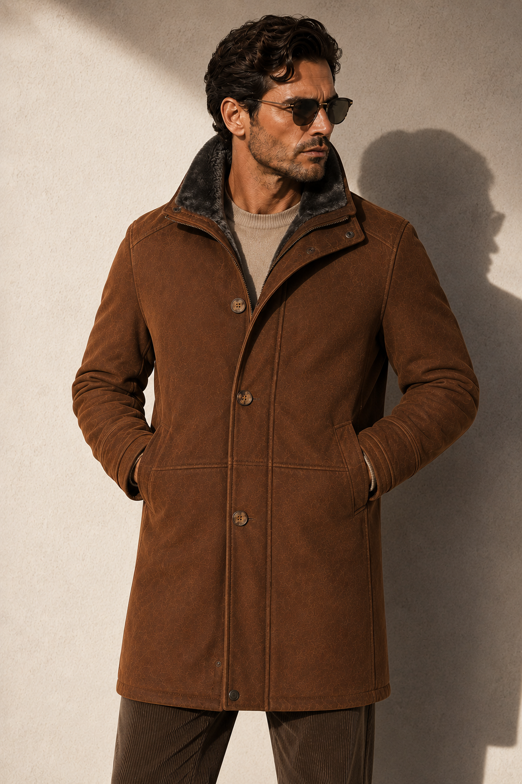 Mikinley Shearling Coat - Brown Cognac