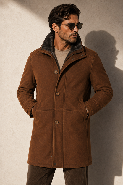 Mikinley Shearling Coat - Brown Cognac