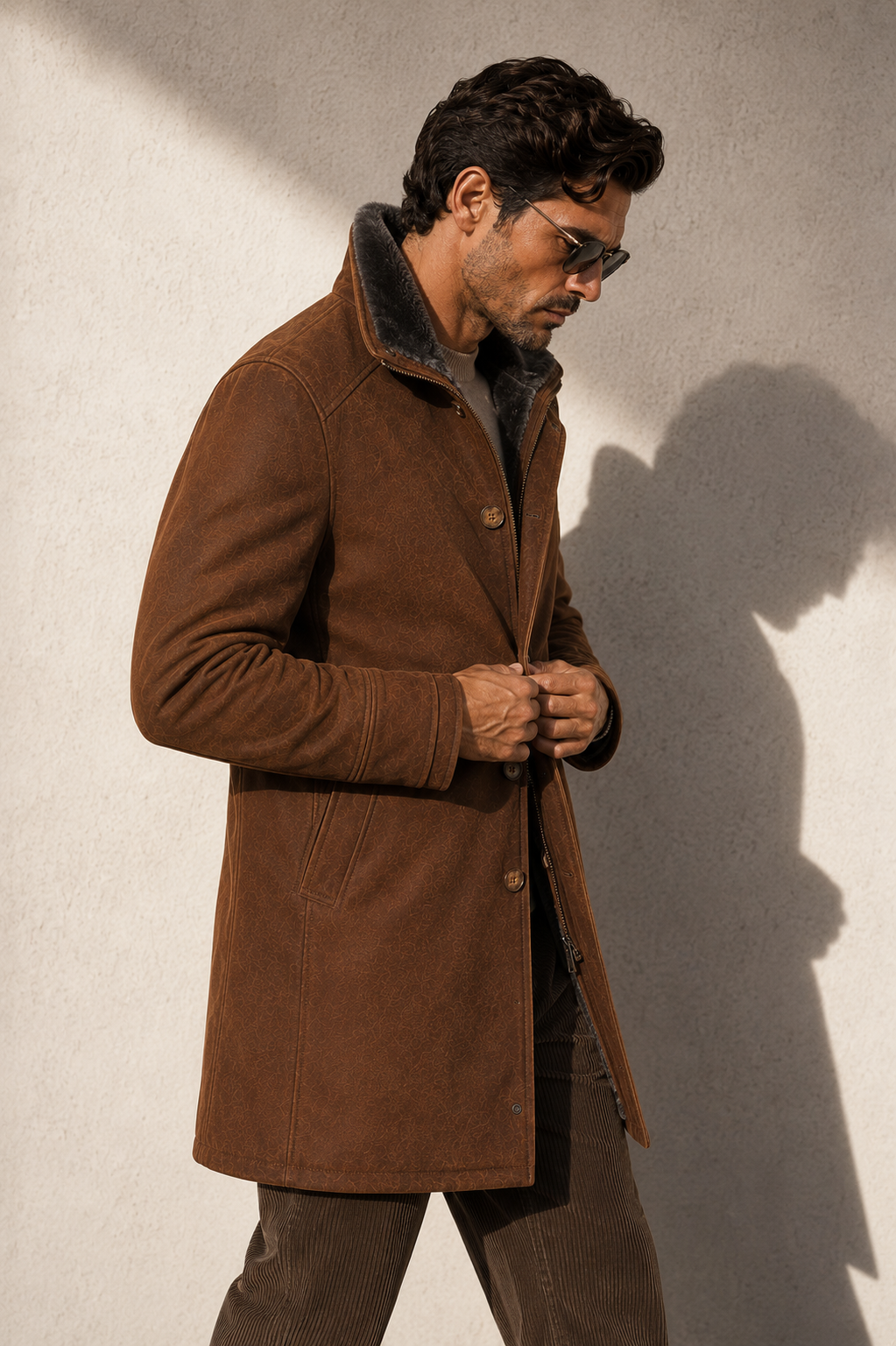 Mikinley Shearling Coat - Brown Cognac