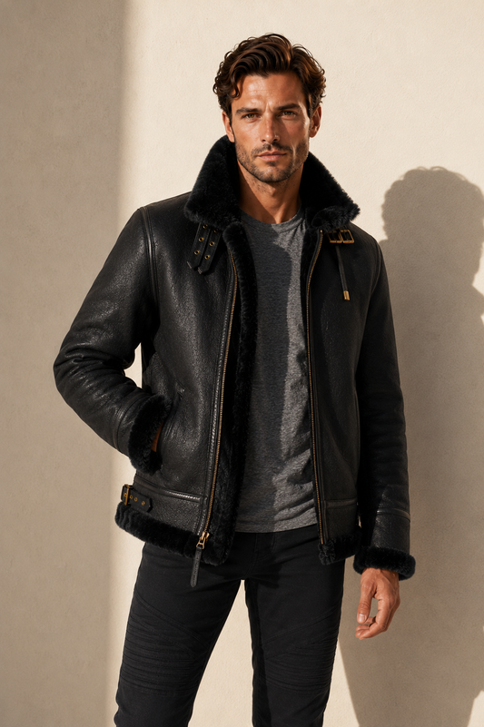 Nash Shearling Jacket - Black