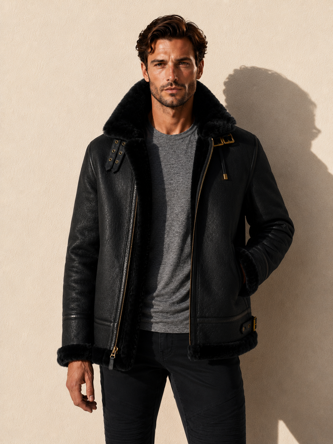 Nash Shearling Jacket - Black