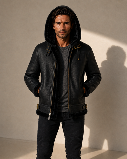 Nash Shearling Jacket - Black