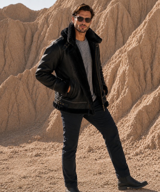 Nash Shearling Jacket - Black