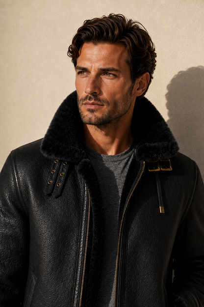 Nash Shearling Jacket - Black