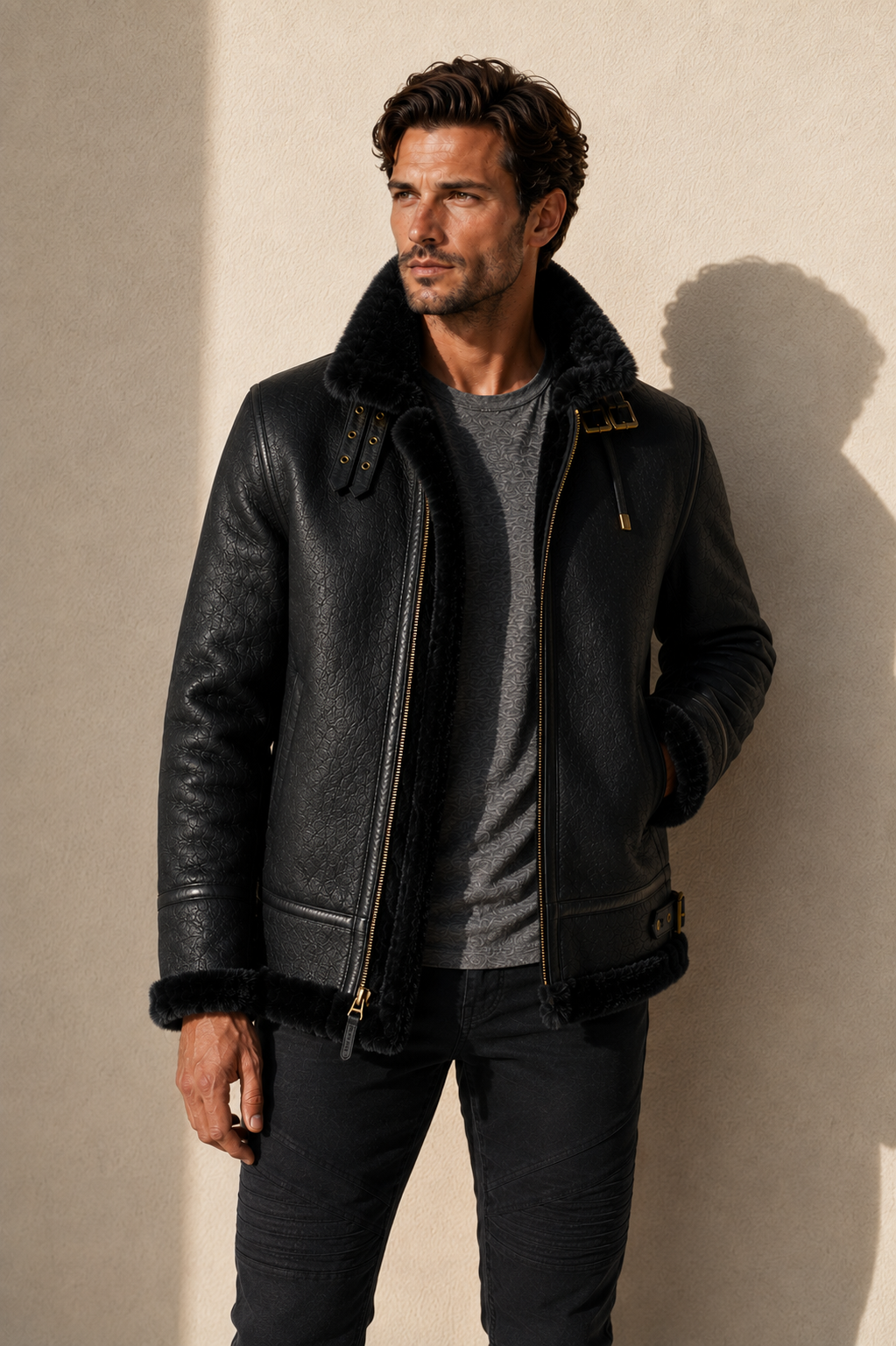 Nash Shearling Jacket - Black