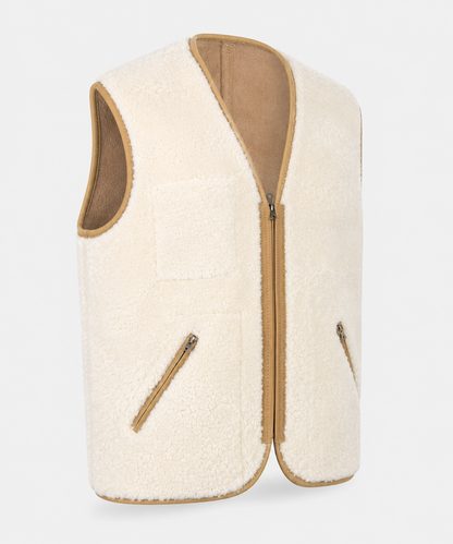 Nolan Shearling Gilet - Cream White (Reversible)