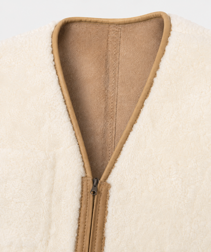 Nolan Shearling Gilet - Cream White (Reversible)