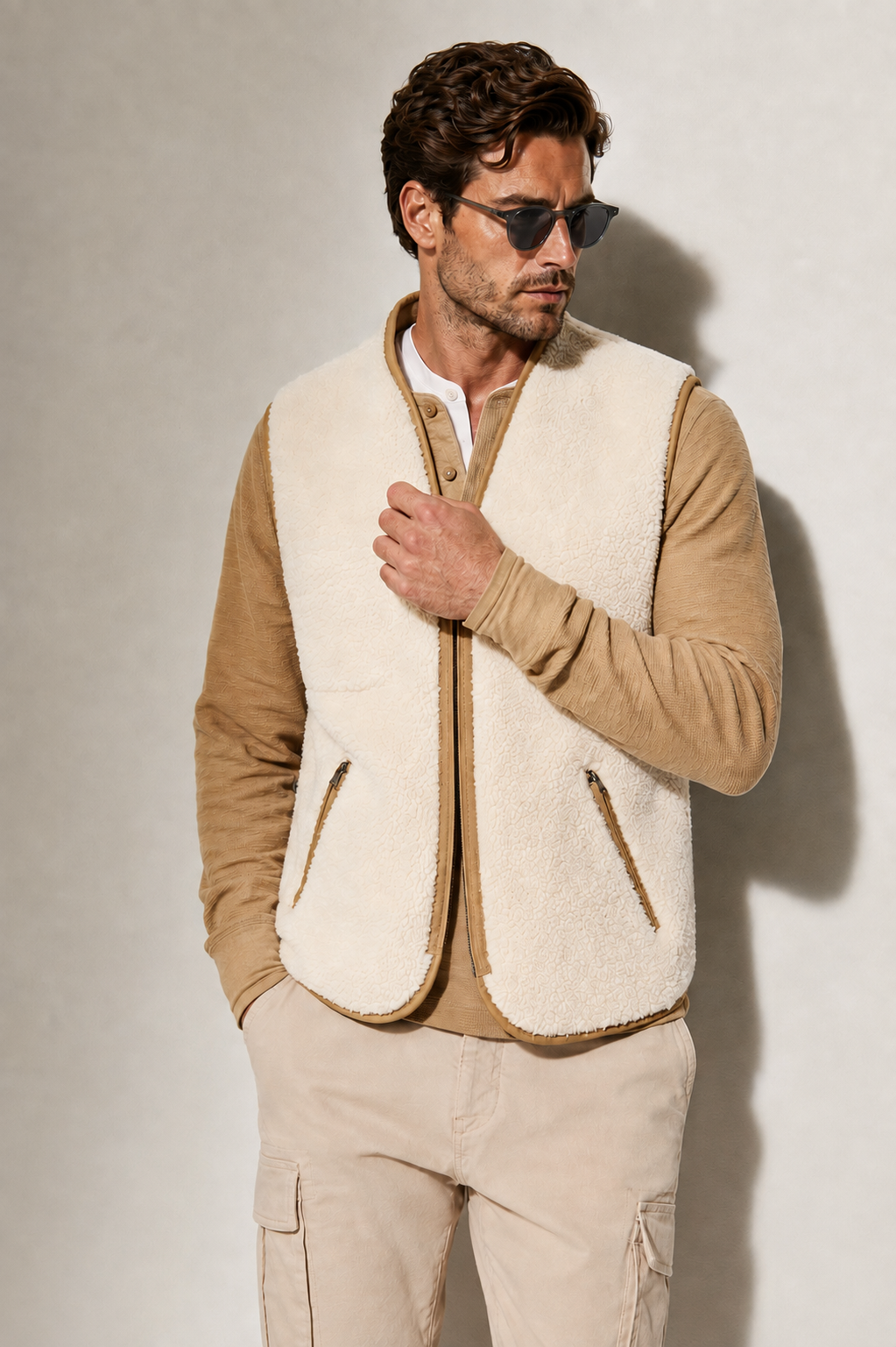 Nolan Shearling Gilet - Cream White (Reversible)