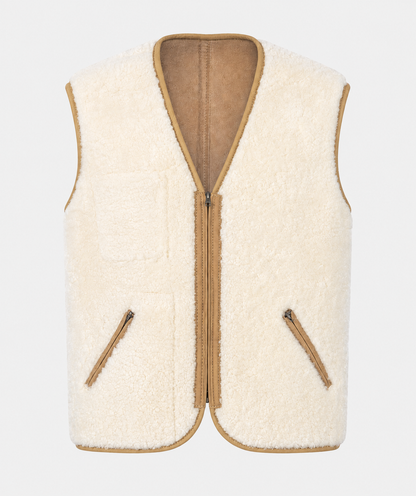 Nolan Shearling Gilet - Cream White (Reversible)