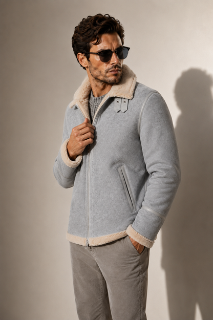 Oliver Shearling Jacket - Light Gray