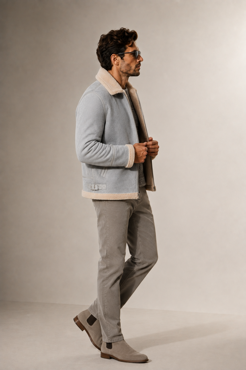 Oliver Shearling Jacket - Light Gray