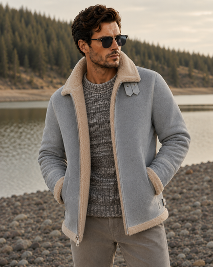 Oliver Shearling Jacket - Light Gray