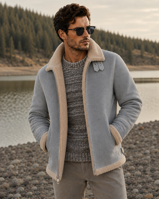 Oliver Shearling Jacket - Light Gray