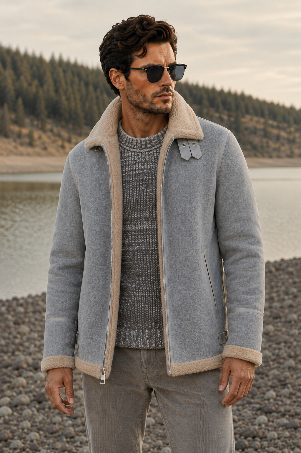 Oliver Shearling Jacket - Light Gray