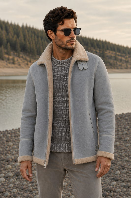 Oliver Shearling Jacket - Light Gray