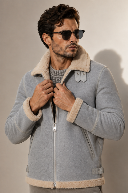 Oliver Shearling Jacket - Light Gray